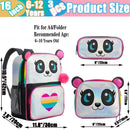 Axyaa Panda Backpack Set: Girls' PU Leather Bookbag, Lunch Bag, PenBag for School