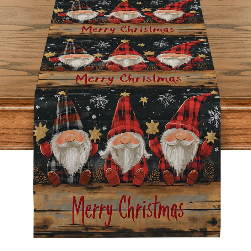 Axyaa Christmas Dwarf Tree Table Runner for Kitchen Dining Party Decor