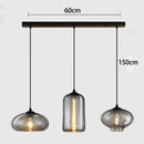 Nordic-Style Ash Glass Island Table & Pendant Lamp Set by Axyaa