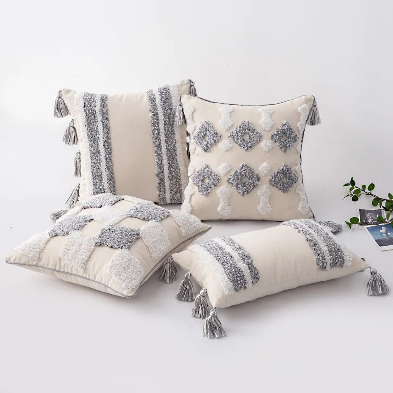 Axyaa Boho Tassel Cushion Cover - Nordic Style Modern Home Decor