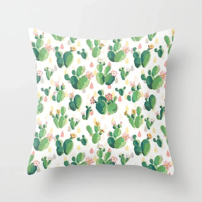 Axyaa Cactus Plants Pattern Cushion Cover Throw Pillow for Sofa Chairs