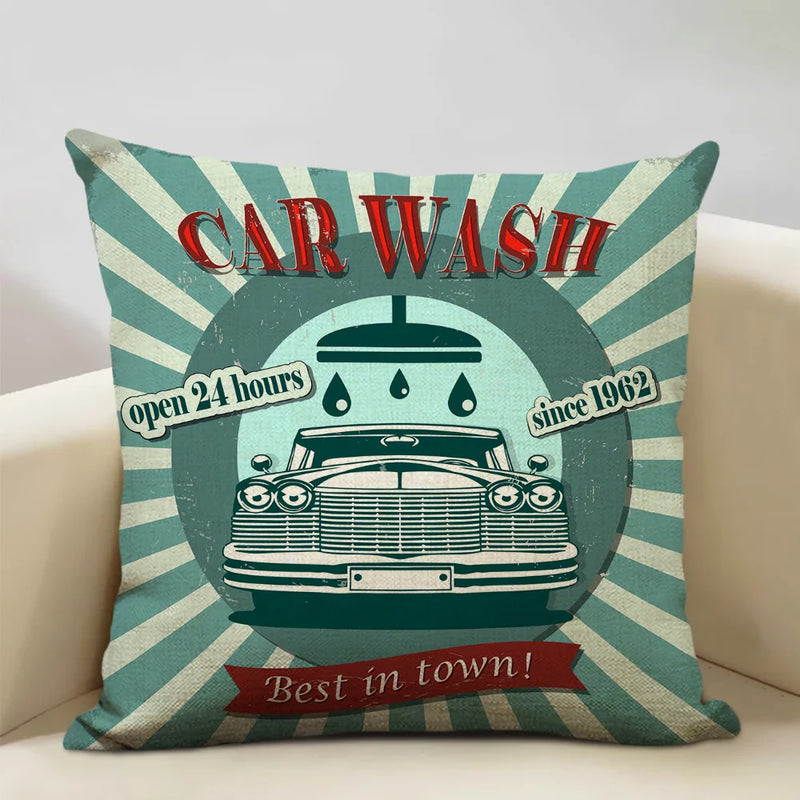 Axyaa Classic Cars Print Cushion Cover 45X45CM Pillowcase Linen Throw Pillow