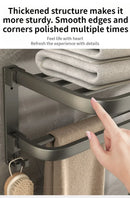 Axyaa Folding Aluminum Towel Rack Holder with Hook: Grey/Black, 50CM-60CM