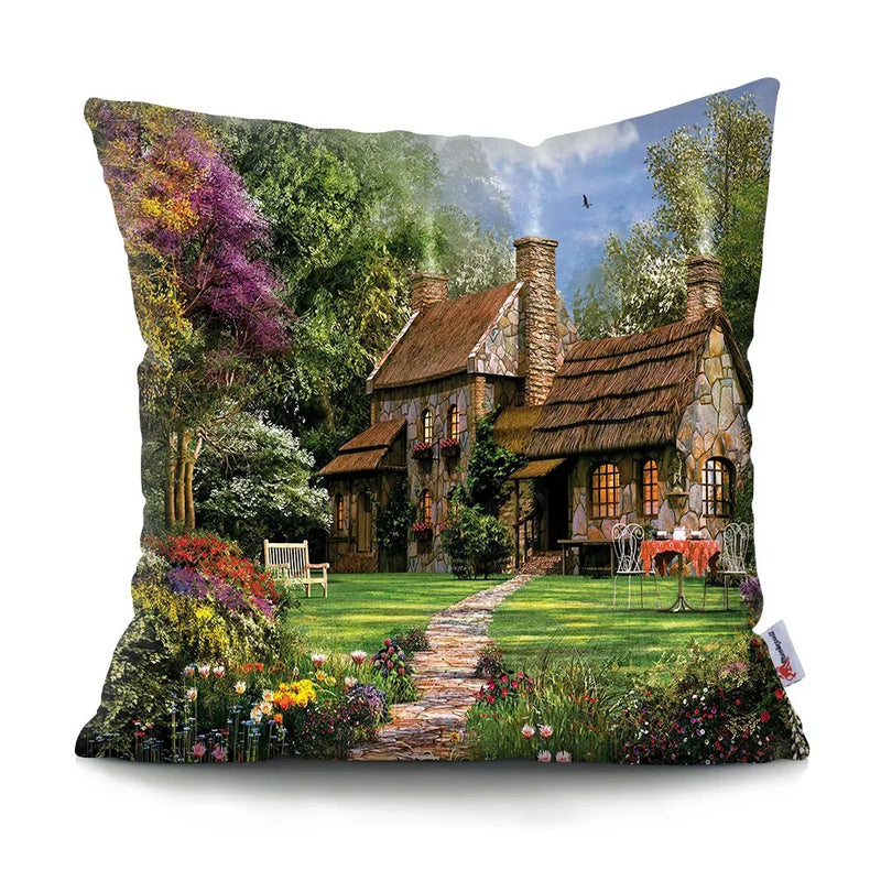 Axyaa Rustic Landscape Print Pillowcase