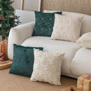 Axyaa Rabbit Fur Christmas Pillow Cover: Quilted & Embroidered Decorative Cushion