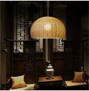 Axyaa Bamboo Rattan Chandelier: Simple New Chinese Style Handmade LED Pendant Light