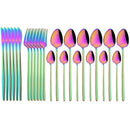 Gold Stainless Steel Cutlery Set by Axyaa - 24Pcs Western Tableware Flatware