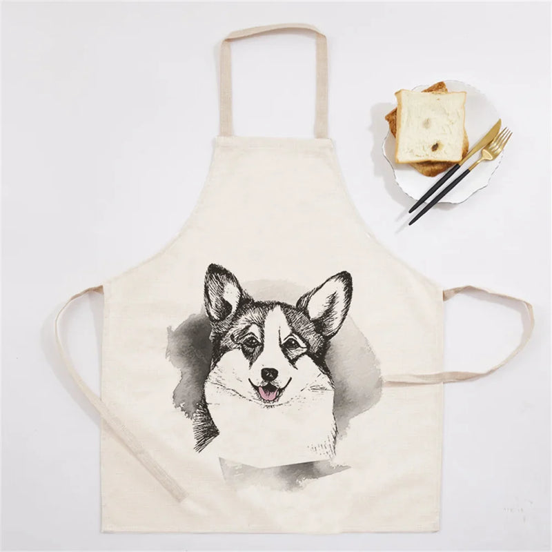 Axyaa Christmas Dog Kitchen Ladies Apron - Fun Cartoon Animal Apron for Home Cooking