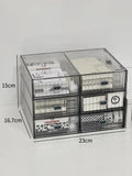 Acrylic Desk Organizer Drawer Set by Axyaa: Transparent Desktop Storage for Stationery & Books