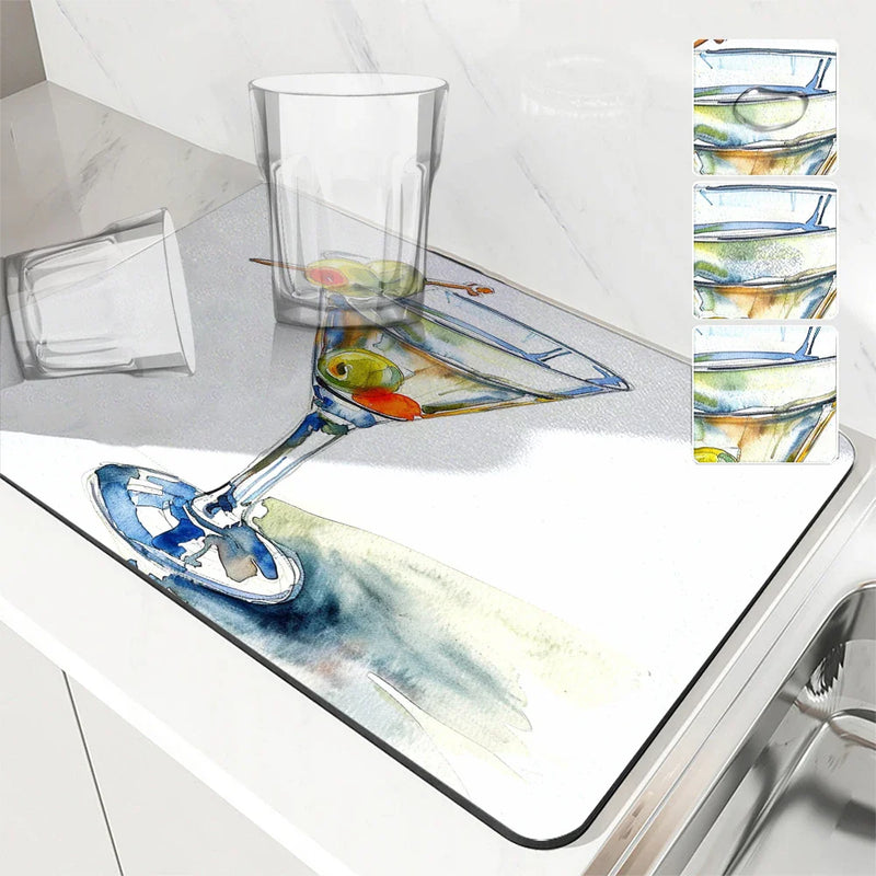 Axyaa Square Anti-Slip Absorbent Drain Pad for Dishes and Cups