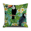 Tropical Birds Linen Pillowcase Set for Decorative Throw Cushions by Axyaa