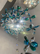 Axyaa Modern Crystal Chandelier Staircase Lighting for Living Room and Hotel Lobby