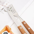 Axyaa 12Pcs Wood Handle Silver Forks Set, Stainless Steel Flatware Dinnerware