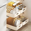Axyaa Sliding Dish Rack Drawer: Kitchen Storage Solution with Sliding Rail-Efficient Bowl Shelf
