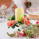 Axyaa Rose Floral Candle Rings Wreaths: Spring Artificial Rose Wreath for Home Decor