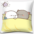 Peach Cat Pattern Decorative Pillowcase by Axyaa - Home Office Square Cover