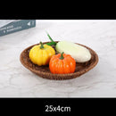 Axyaa Rattan Wicker Serving Baskets Set Tabletop Display Handle 10 Styles Khaki