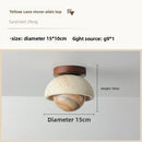 Axyaa Wind Yellow Cave Stone Ceiling Light, Small Retro Round Entrance Light