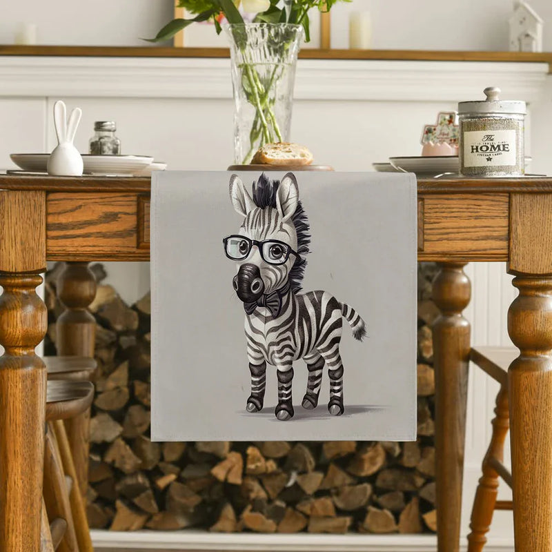 Axyaa Zebra Print Table Runner: Stylish Dining Decor for Indoor & Outdoor Tables