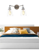 Axyaa 2-Head LED Wall Sconce Industrial Iron Glass Retro Stair Light Fixtures