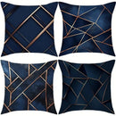 Axyaa Dark Blue Geometric Pattern Throw Pillow Covers for Sofa Bedroom Car