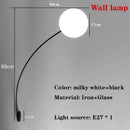 Axyaa Curved Iron Wall Lamp with White Glass Ball - Home Decoration Lighting