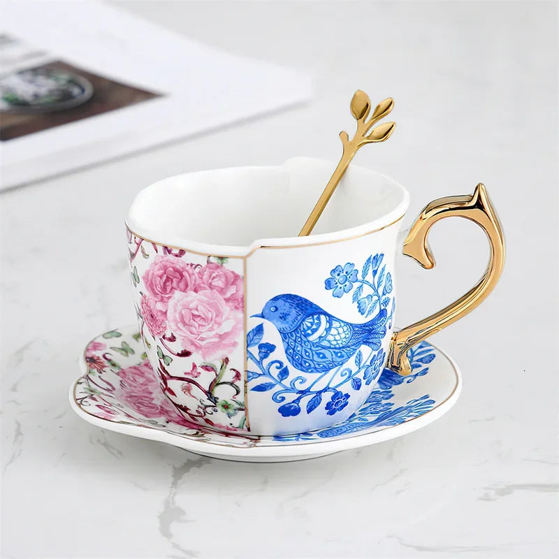 Axya English Style Coffee Cup Set with Saucers, for Latte and Black Tea