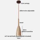 Axyaa Yellow Travertine Stone LED Pendant Lamp Retro Wood Hanging Lights