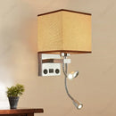 Axyaa LED Fabric Lampshade Wall Light with USB Charging Port, Adjustable Spotlight