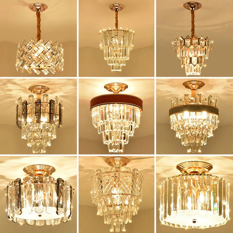 Axyaa Crystal Ceiling Chandelier for Elegant Home Décor