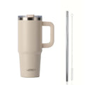 Axyaa 40oz Stainless Vacuum Insulated Coffee Cup with Handle and Straw