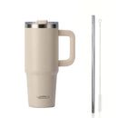 Axyaa 40oz Stainless Vacuum Insulated Coffee Cup with Handle and Straw