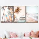 Coconut Tree Beach Surf Wall Art Canvas Print by Axyaa