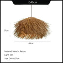 Axyaa Rattan Hanging Lamp Ceiling Chandelier Loft Decor LED Grass Pendant Lights