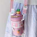 Axyaa Kids Double Straw Tumbler Water Bottle - Rabbit Bear Design