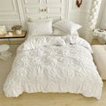 Axyaa Beige 3D Flower Queen Size Duvet Cover Set – Soft Bohemian Bedding