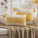 Axyaa Boho Diamond Jacquard Cushion Cover with Tassels for Home Decor