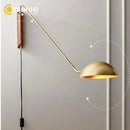 Axyaa Modern Swivel Wall Lamp with Long Arm in Gold/Black for Living Room