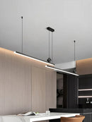 Axyaa Nordic Minimalist Straight Bar Pendant Light - Brushed Aluminum Hanging Line Fixture