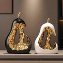 Axyaa Goldene Birne Keramik Skulptur Obst Deko Hohle Abstrakte Figur