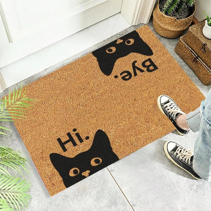 Axyaa Cat Pattern Door Mat - Non-Slip Washable Small Rug for Home Decoration