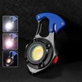 Axyaa Mini COB Keychain Flashlight with Screwdriver & Window Breaker, 7 Modes