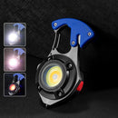 Axyaa Mini COB Keychain Flashlight with Screwdriver & Window Breaker, 7 Modes