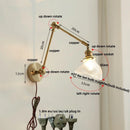 Axyaa Brass Swing Arms LED Wall Light Fixture Glass Stair Lamp