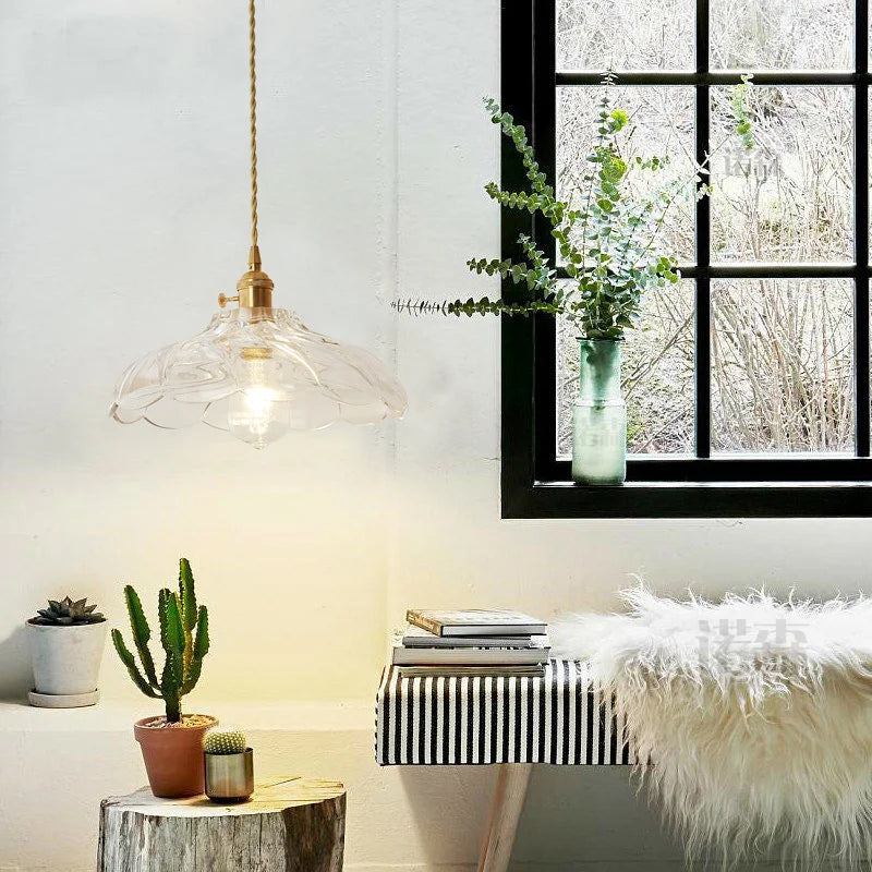 Axyaa Nordic Glass Pendant Lights - Elegant Copper Hanging Light for Home Decor and Lighting