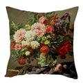 Axyaa Vintage Flowers & Birds Oil Painting Pillow Cover