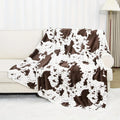 Axyaa Cow-Print Throw Blanket: Luxurious Ultra-Soft Plush Hand-Knitted Fleece