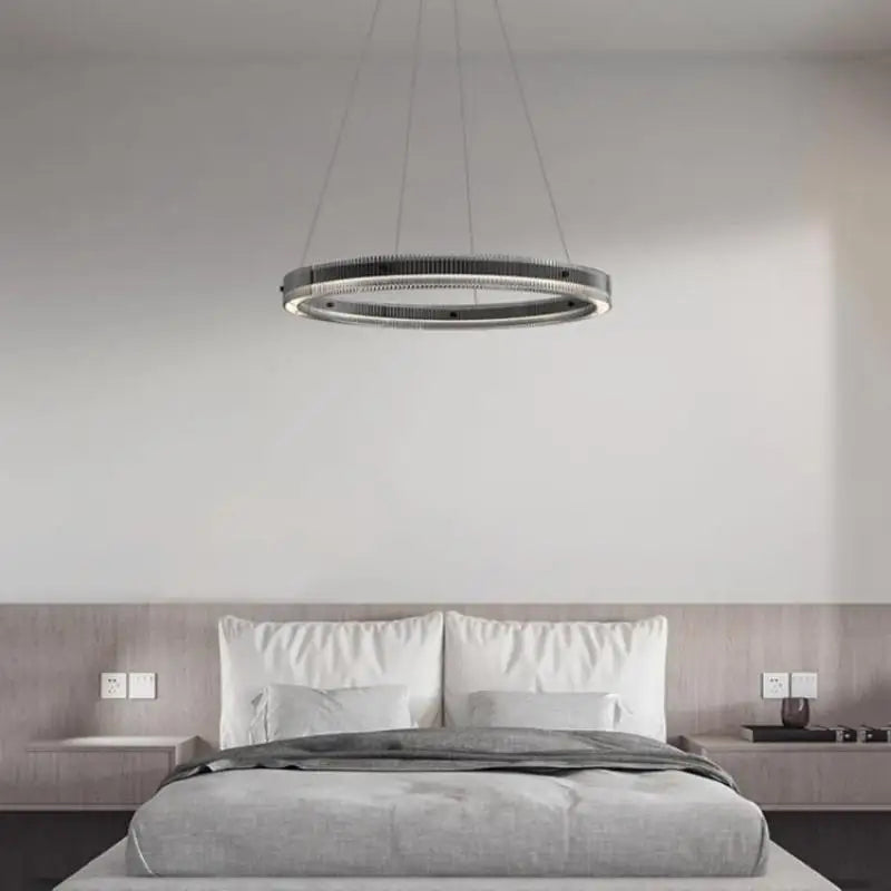 Axyaa Smoky Grey Glass Pendant Chandelier for Minimalist Modern Living Room
