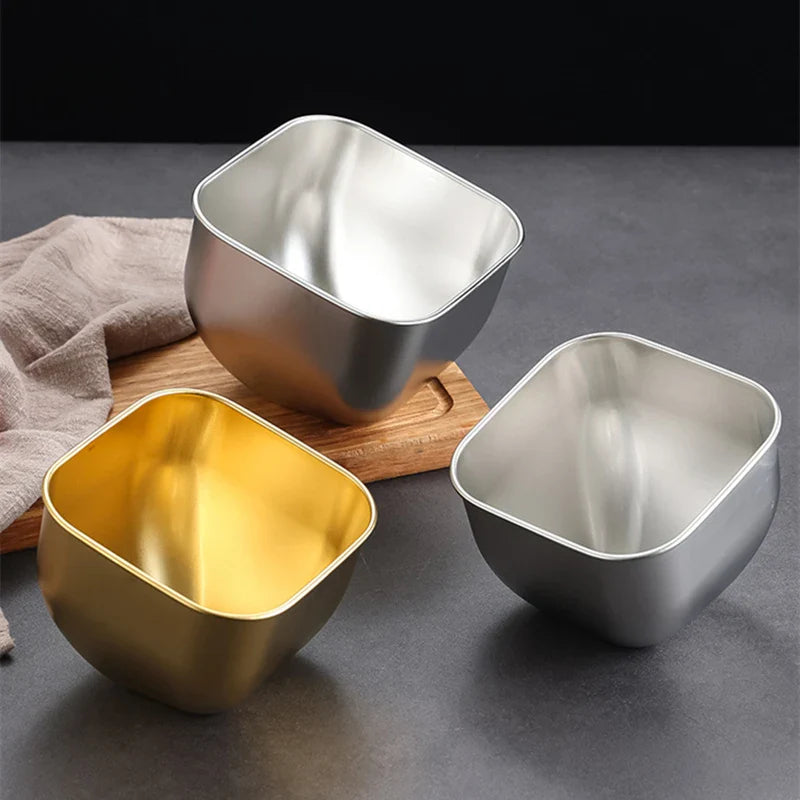 Axyaa Stainless Steel Korean BBQ Veggie Bucket Slanting Bowl, Large Capacity Kitchen Tableware