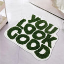 Axyaa Green Bath Mat: Funny Preppy Microfiber Rug for Chic Bathroom Decor